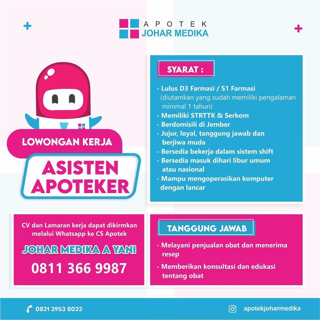 Lowongan Kerja Asisten Apoteker Di Apotek Johar Medika Loker Jember